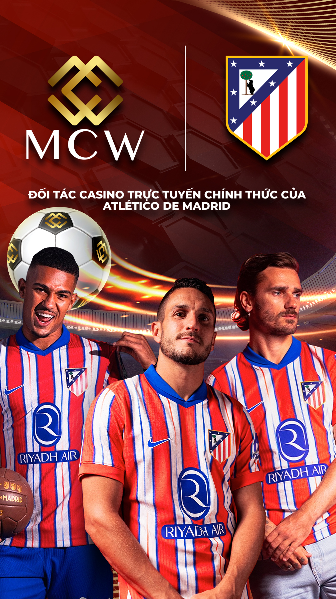 Mega Casino World gia hạn quan hệ đối tác với Atlético de Madrid trong hai mùa giải tiếp theo